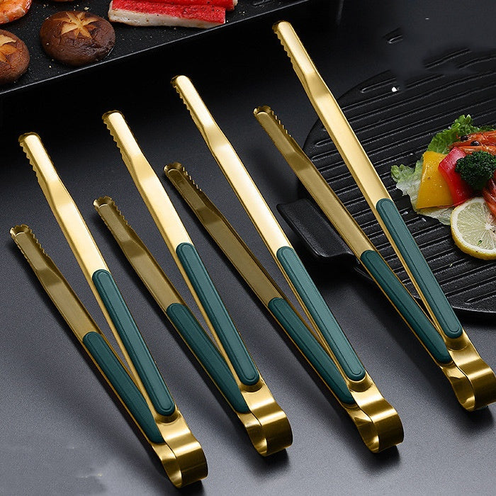 Korean stainless steel tongs for barbecue steak and grilling