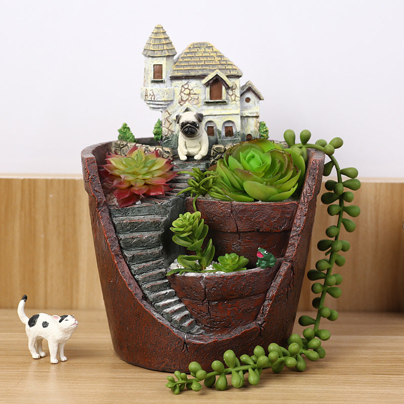 Succulent garden micro landscape pot for tabletop plant decor