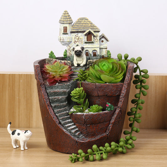 Succulent garden micro landscape pot for tabletop plant decor